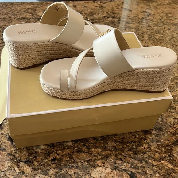 SOLD Michael Kors Cream Mid Wedge. New in Box - Picture 7 of 10
